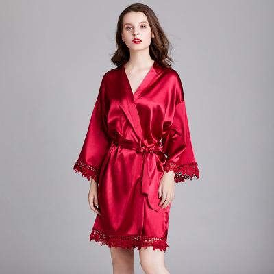 China Silk Pajamas Nightgown Long Sleeve Plus Size Robe Bathrobe Free Bridal Hot Sexy Pajamas QUICK DRY Lace Pajamas for sale