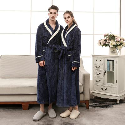 China Autumn And Winter New Style Breathable Extended Thickened Flannel Couples Nightgown Bathrobe Female Plus Size Pajamas for sale