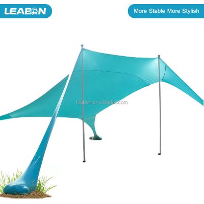 China Hot Selling Top Quality Aluminum Microfiber Stretch Summer UV Sun Proof Shade Beach Lycra Canopy Tent for sale