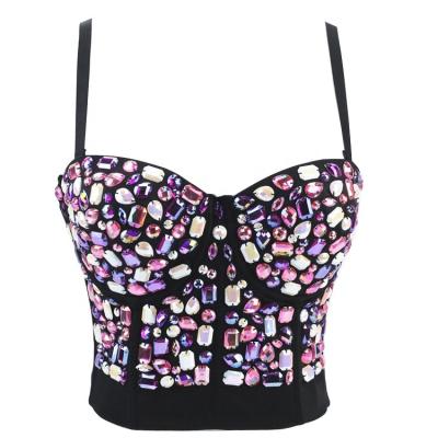 China Viable Wholesales Embroidered Diamond Beaded Crop Top And Pink Ladies Tops For Wedding for sale