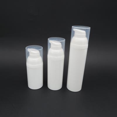 China Full cover 38mm 30ml 50ml 80ml PP cosmetic white vacuum airless bottle for sale