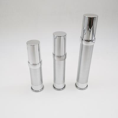 China Plastic pump bottles 15ml 20ml 30ml silver coating vacuum airless bottle for sale