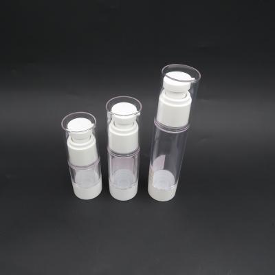 China wholesale 33mm 15ml 30ml 50ml AS plastic clear vacuum airless bottle for sale