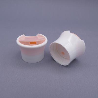 China 32/410 special shape push pull plastic caps press cap disc top cap for shampoo olive oil bottle for sale