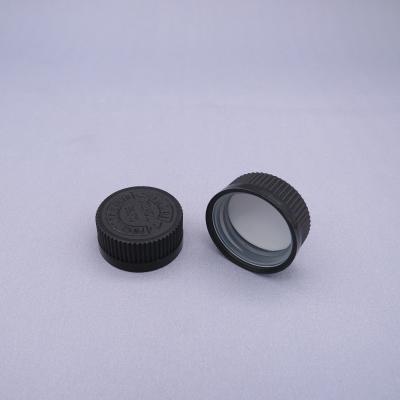 China 32mm plastic double wall ribbed pressure caps screw childproof safety cap for medicine bottle for sale