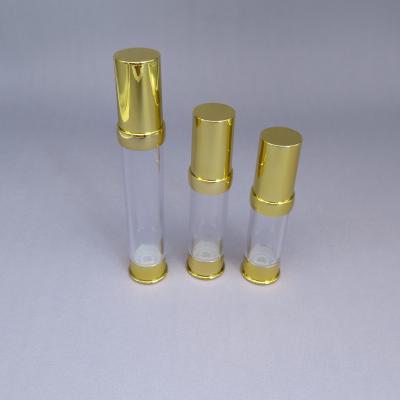 China Gold transparent 15ml 20ml 30ml vacuum airless cosmetic plastic bottle for sale