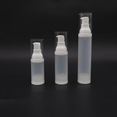 China Plastic pump bottles 15ml 30ml 50ml Frosted white vacuum airless bottle for sale