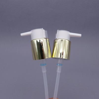 中国 24/410 aluminum gold plastic pp airless bottle clip pump cream pump treatment dispenser pump 販売のため