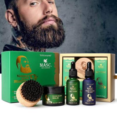 China OEM 100% Natural Hairdresser Beard Care Oil Balm Beard Grooming Regenerating Kit For Styling Training And Growth Gift Set for sale