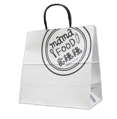 Chine Custom Logo Print Wholesale Grocery White Brown Kraft Paper Gift Bag with Handle Item Industrial Surface Packaging à vendre