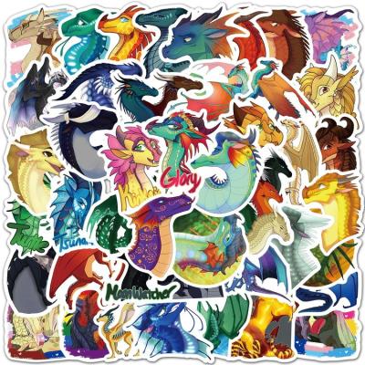 China Animation Home Stickers Cartoon Flying Dragon Wing Fire Decoration 60 Pcs Waterproof Notebook Stickers for sale