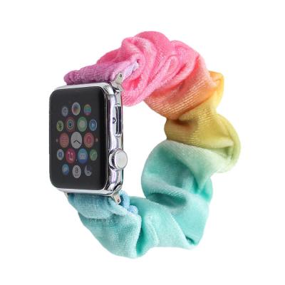 China Compatible Fabric For Cute Apple Watch Band 38mm 41mm 42mm 40mm 44mm Cute 45mm Print Watch Bands Women Elastic Wristband Strap for sale