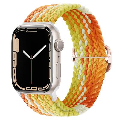 China Easy Stretch Nylon Solo Strap Sport Adjustable Braided Elastic Band Compatible With Apple Watch iWatch Series 7 6 5 4 3 2 1 Se for sale