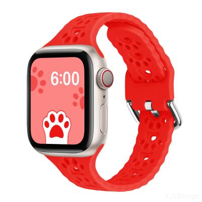 China Replcement Watch Band Women Silicone iWatch Sports Strap Hollow-out Slim Band with Classic Clasp for iWatch Series SE 7 6 5 4 3 2 1 for sale