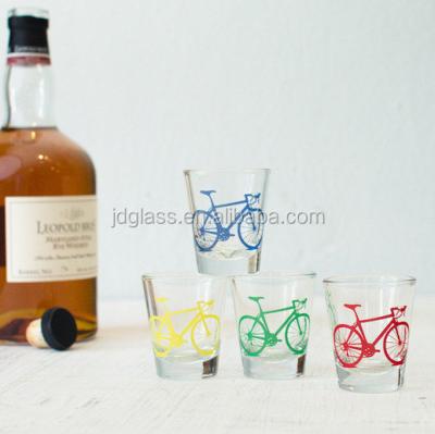 China Hot Selling Wine Screen Printed 1.75 Ounce Shot Glasses Bike Decal for sale