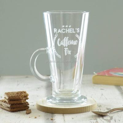 China Hotel 280ml 10oz Personalized Classic Etched Coffee Latte Glass for sale