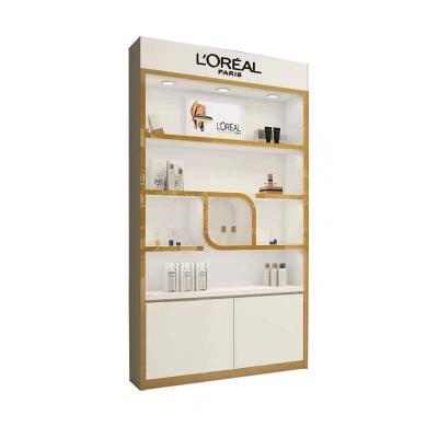 China Paint Skin Care Cabinet Storage Product Display Rack Cosmetic Display Cabinet With Light Client Decide for sale