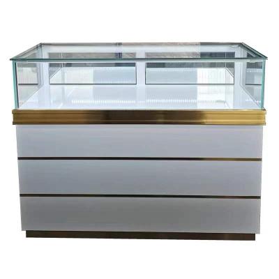 China Gold Silver Watch Glass Counter Ornate Display Cabinet Jade Jewelry Showcase Display Cabinet Cutomized for sale