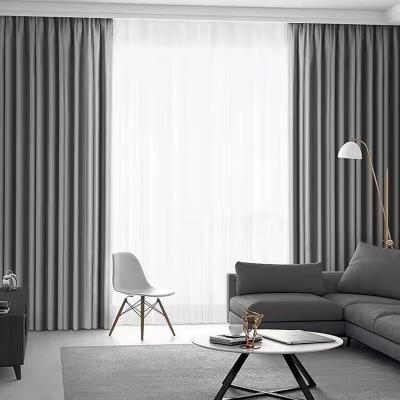 China Blackout Factory supply two sides same looking  blackout plain linen style curtain fabricsPopular for sale