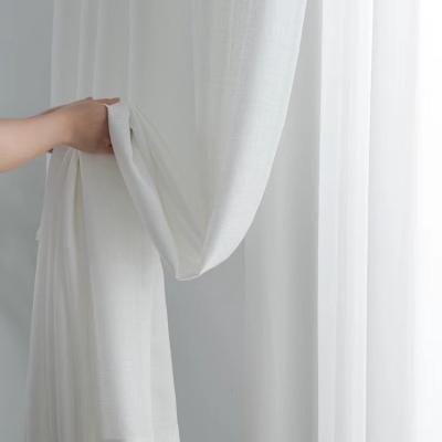 China Blackout Factory Supply Linen Style Transparent Sheer Voile Fabric Curtain Tulle for sale