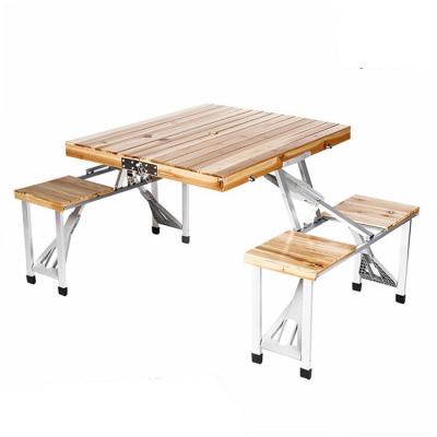 China 2020 Contemporary Wholesale Portable Wooden Outdoor Foldable Camping Folding Picnic Table Hot Sale 4 Seat for sale