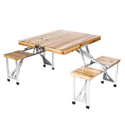 China Portable Modern Indonesian Furniture Factory Supply Contemporary Durable 4 Sets Foldable Wooden Outdoor Table for sale