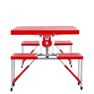 China Customized color foldable cheap aluminum and plastic outdoor picnic leisure dining table set for sale