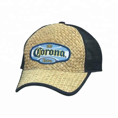 China COMMON custom embroidery curved brim straw trucker hat/hat/trucker baseball cap for sale