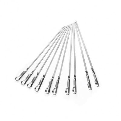 China Wholesale Price 40cm Easily Cleaned Marshmallow Skewers Steel Bar Brazilian Skewers Flat Kebab Skewers for sale