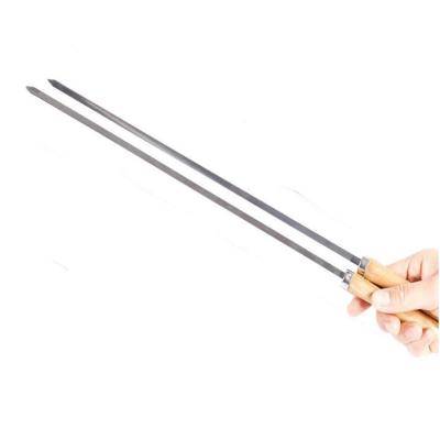 China Factory Price Chinese High Quality Easily Cleaned Stainless Steel Metal Shish BBQ Long Flat Skewers for sale