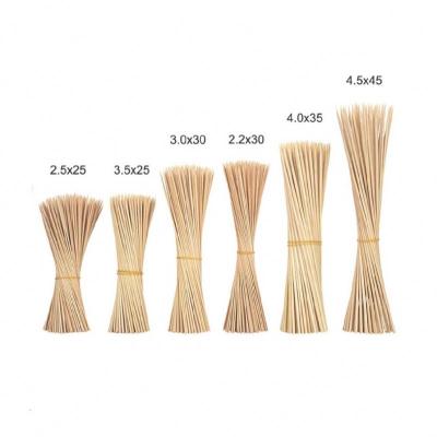 China Factory Price Easily Cleaned Eco - Friendly Disposable BBQ Sticks Round BBQ Bamboo Skewer for sale