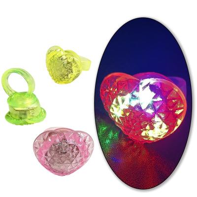 China Plastic Light up toys 3 led jelly bumpy heart rings glow in the dark ring bumpy toy decorations for glow party favors for sale