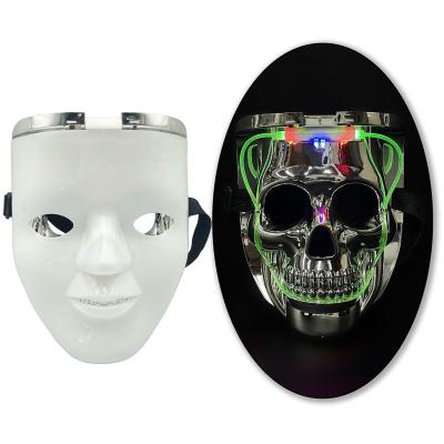 China Plastic Light up toys light up skull face mask halloween costume flashing party mask led mask full face for sale