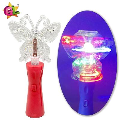 China Plastic Light up toys 6 light up spinning Butterfly wand led high speed rotating star stick glow in the dark for sale