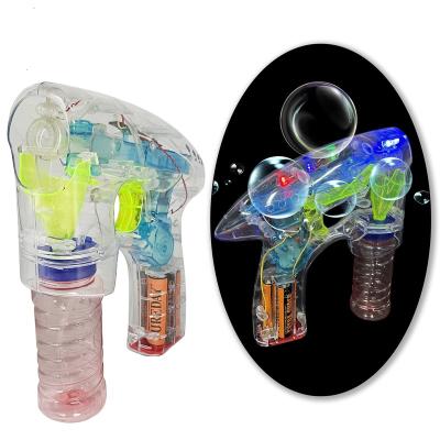 China Plastic Light Up Bubble Toys Transparent Space Bubble Gun 4 Led Electric bubble gun For Kids Children's Outdoor Sports Toys for sale