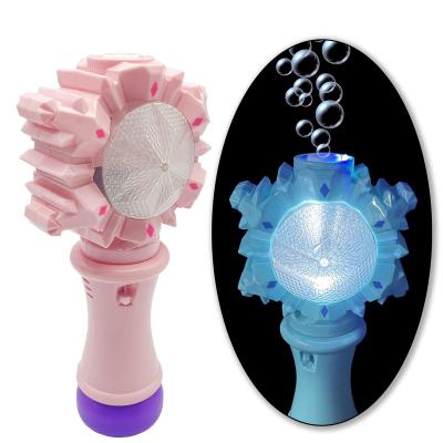 China Plastic Light Up Bubble Toys Led Snowflake Bubble Wand With Sound Automatic Bubble Blower Outdoor Fun Gifts for Kids for sale