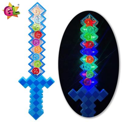 China Plastic Light up toys 9 light up transparent luminous gear pixel  with sound lightsaber my world led pixel sword weapon toys for sale