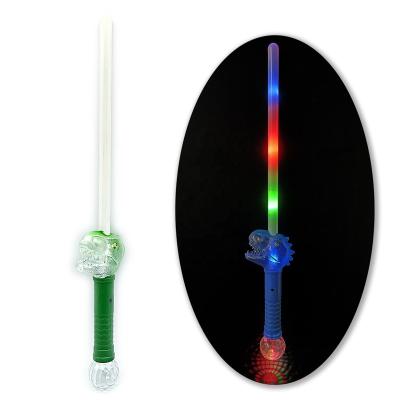 China Plastic Light up toys light up dinosaur wand 7 LED dinosaur lightsaber flashing stick led sword for kids for sale