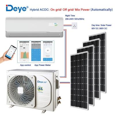 China DEYE Commercial Solar Hybrid Air Conditioners 12000BTU 18000BTU 24000BTU ACDC Easy Installation Solar Hybrid AC DC Air Conditioner for sale