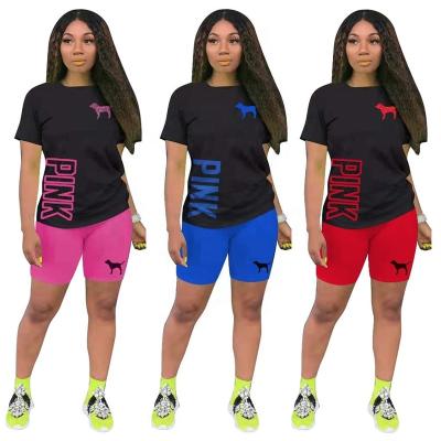 China 2021 New Arrivlas Summer Short Sleeve Breathable 2 Piece Shorts Set For Women Biker Shorts Set for sale