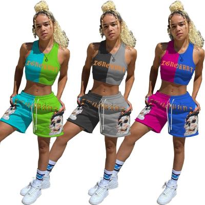 China Summer Women QUICK DRY Patchwork 2 Piece Women Short Set for sale