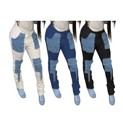 China N200-new arrivals 2021 breathable patchwork pants stacked stylish sweatpants women streetwear cargo pants for sale