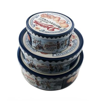 China Factory Price Custom Tinplate Packing Round Metal Box Container Cake/Cookie/Tea/Candies Gift Tin Packaging Box for sale