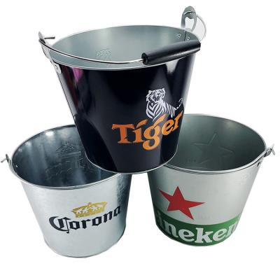 China Wholesale Custom Stock Bar Promotional Galvanized Cooler Round Beer Metal Ice Bucket for sale