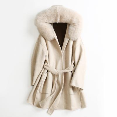 China 2021 Fashion Design Fox Fur Coats Breathable Woolen Jacket for sale