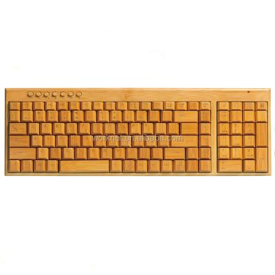 China 2.4g USB Wireless Mechanical Arabic Keyboard 2 Bamboo Wooden Wireless Numeric Keypads for sale