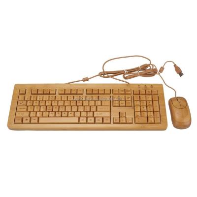 China 2019 New Products Optical Cable Bamboo Keyboard Qwerty 108 Keyboard and Mouse Bamboo Cable Set for sale