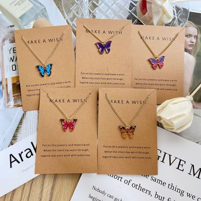 China Europe and America Fashion Women's Necklace Korea Style New Butterfly Pendant Necklace Gift for Girl Cute Lovely Neck Jewelry Wholesale Dropshipping for sale