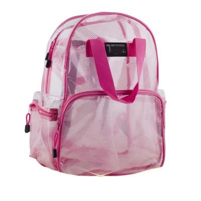 China Fashion Clear Waterproof PVC and Nylon Mesh Material Beach Backpack Bag in Summer Style for sale