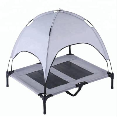 China Innovative Outdoor Waterproof Travel Viable Mesh Wrought Iron Metal Cot Indestructible Foldable Cooling Raised Pet Bed Dog Canopy Tent for sale